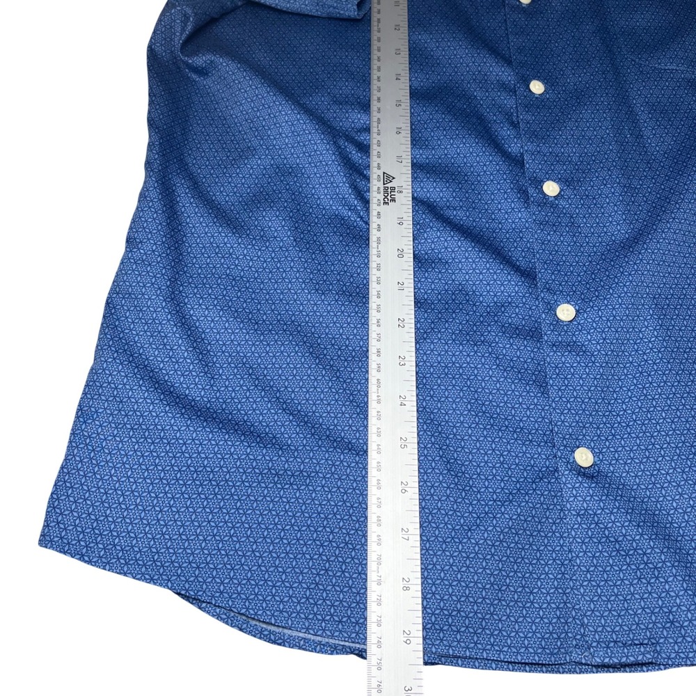 Peter Millar Royal Blue Micro-Pattern Cotton Button-Down Shirt - Picture 7 of 9